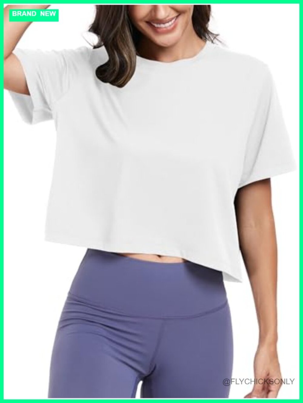 Workout Crop Top Women Athletic Cropped T-Shirt UPF 50 Loose Fit Yoga